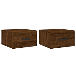 Maison Chic Lot de 2 Tables de Chevet murales - Tables de Nuit chêne marron 35x35x20 cm