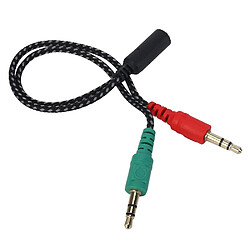 Universal Adaptateur d'écouteur compatible avec PC Audio & Mic, 3,5 mm femelle à double 3,5 mm mâle