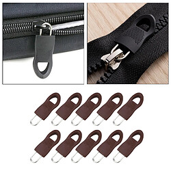 Acheter 10pcs Détachables Zip Fixer Zipper Tags Réparation Tirette Tab Brown 3.4x1.4cm