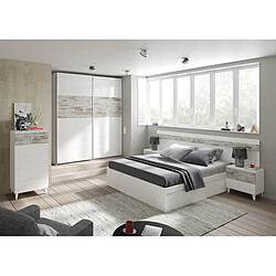 Avis Pegane Armoire avec 2 Portes Coulissantes coloris blanc / artic vintage - longueur 180 cm x Hauteur 200 cm x Profondeur 60 cm