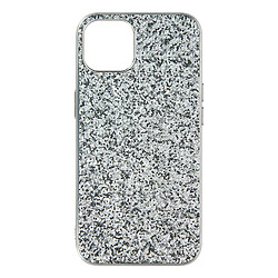 Avizar Coque iPhone 13 Mini Design Paillettes Rigide Finition Relief Argenté