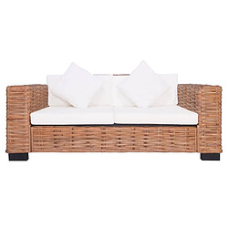 Avis Maison Chic Ensemble de canapés 2 pcs avec coussins, Canapé droit Sofa pour Salon Rotin naturel -GKD232544