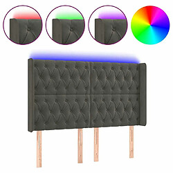 Maison Chic Tête de lit scandinave à LED,meuble de chambre Gris foncé 147x16x118/128 cm Velours -MN22616