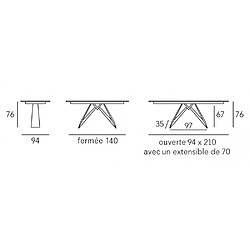 Acheter Inside 75 Table repas extensible YAKKA 8 couverts 140/210x94cm pied métal noir plateau chêne noueux