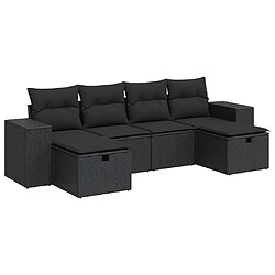 vidaXL Salon de jardin 6 pcs avec coussins noir résine tressée