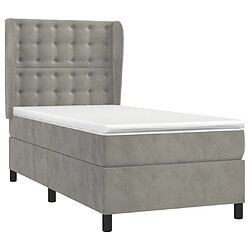 Avis Maison Chic Lit adulte- Lit + matelas,Sommier à lattes de lit et matelas Gris clair 90x200 cm Velours -GKD92559