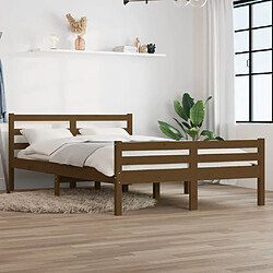 vidaXL Cadre de lit sans matelas marron miel bois massif 140x200 cm 