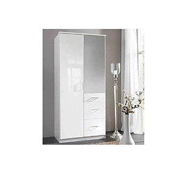 Acheter Inside 75 Armoire COOPER 2 portes miroir 3 tiroirs largeur 91 laqué blanc / blanc