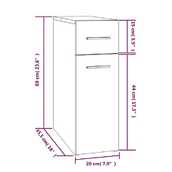 vidaXL Armoire apothicaire Sonoma gris 20x45,5x60 cm Bois d'ingénierie pas cher