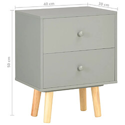 vidaXL Tables de chevet 2 pcs Gris 40 x 30 x 50 cm Pin massif pas cher