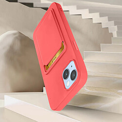 Avizar Coque iPhone 14 Silicone Souple Porte-carte corail pas cher