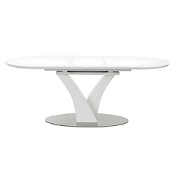 Vente-Unique Table à manger extensible - 6 à 8 personnes - MDF et métal inoxydable - Blanc laqué - TALARA pas cher