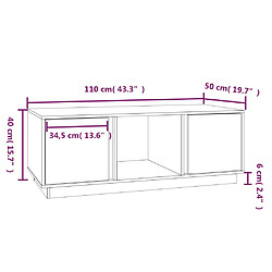 vidaXL Table basse Gris 110x50x40 cm Bois massif de pin pas cher