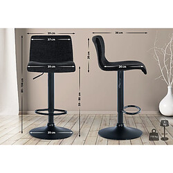 Avis Decoshop26 Tabouret de bar x1 design simple avec repose-pieds en tissu noir pieds en métal noir 10_0004559