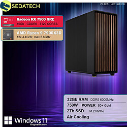 Sedatech Workstation Premium • AMD Ryzen 9 7900X3D • RX 7900 GRE • 32Go DDR5 • 2To SSD M.2 • Windows 11