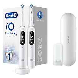 Oral-B iO 7 Etui de Voyage + Porte Brossette - Blanche - 2 Brosses à dents électrique