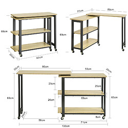 Acheter SoBuy FWT83-N Table d'appoint Rotative,Table Console Mobile avec 2 étagères de Rangement et 6 roulettes