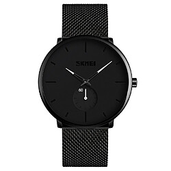 Montre-bracelet en acier inoxydable à robe analogique ultra-mince pour homme minimaliste imperméable