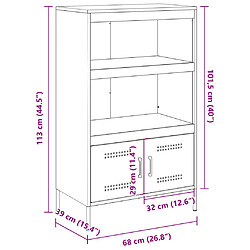 vidaXL Buffet haut anthracite 68x39x113 cm acier pas cher