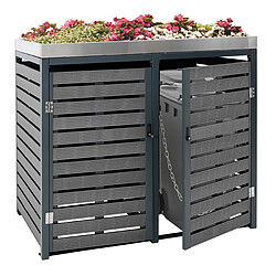 Decoshop26 Abris poubelles verrouillable avec bac à plantes 124 x 146 x 102 cm wpc métal anthracite 04_0007013