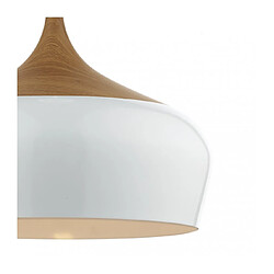 Luminaire Center Suspension Gaucho verre blanc et bois 1 ampoule