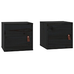 vidaXL Armoires murales 2 pcs Noir 31,5x30x30 cm Bois de pin massif