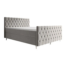 Avis Ensemble complet literie tête de lit capitonnée + sommiers coffre + matelas + surmatelas - 160 x 200 cm - Velours - Gris clair - ONOGO de Pascal Morabito