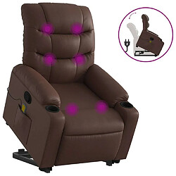 Maison Chic Fauteuil Relax pour salon, Fauteuil inclinable de massage Marron Similicuir -GKD55245