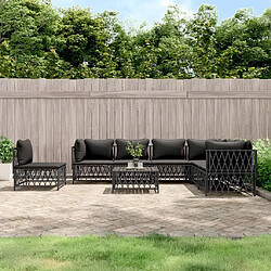 Maison Chic Salon de jardin 8 pcs + coussins - Mobilier/Meubles de jardin - Table et chaises d'extérieur anthracite acier -MN75486