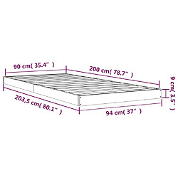 vidaXL Cadre de lit sans matelas 90x200 cm bois de pin massif pas cher