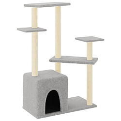 Helloshop26 Arbre à chat meuble tour grimper jouet grattage grattoir escalade plateforme avec griffoirs en sisal clair 107,5 cm gris 02_0022544