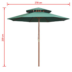 vidaXL Parasol à deux étages avec poteau en bois 270 x 270 cm vert pas cher