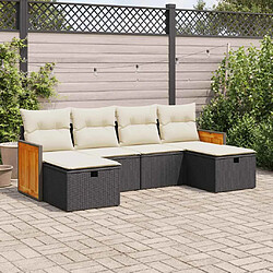 vidaXL Salon de jardin 6 pcs avec coussins noir résine tressée