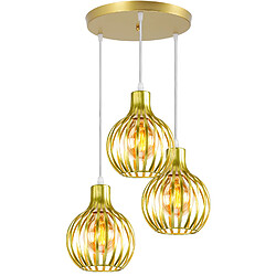 Stoex Lustre Moderne Plafonnier D'Intérieur Rétro 3 Lumières Suspension Vintage Suspension Lustre E27 Métal Or Pour Chambre, Salle À Manger, Bureau