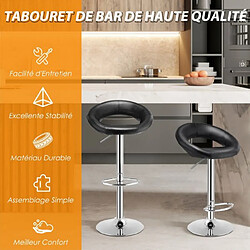 Avis Helloshop26 Lot de 2 tabourets de bar modernes réglables en hauteur rotatifs à 360° base antidérapante repose-pieds en métal pour maison restaurant noir 20_0004906