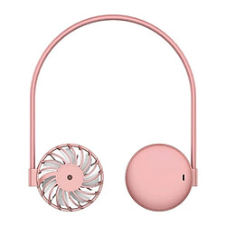 (Rose) Ventilateur de Cou Suspendu Portable USB 360 Rotatio Réglable à Trois Vitesses Grande Capacité de Batterie Fonctionnement Silencieux Mode d'Éclairage Mains Libres