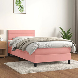 vidaXL Sommier à lattes de lit avec matelas Rose 90x190 cm Velours