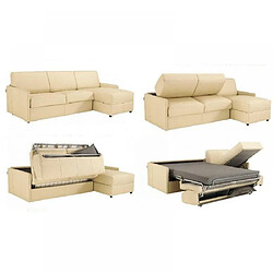 Avis Inside 75 Canapé d'angle SUN convertible EXPRESS 120cm cuir vachette Beige matelas épaisseur 16cm