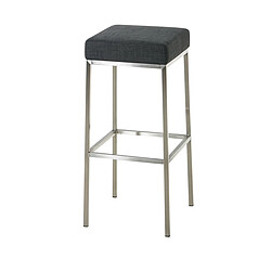 Decoshop26 Tabouret de bar rembourré revêtement tissu gris foncé avec repose-pieds acier inoxydable hauteur de l'assise 85 cm 10_0000042