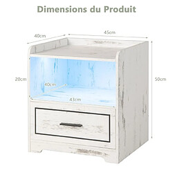 Acheter Helloshop26 Table de chevet led intelligente port USB couleurs de lumière et luminosité réglables table de nuit blanc 20_0009401