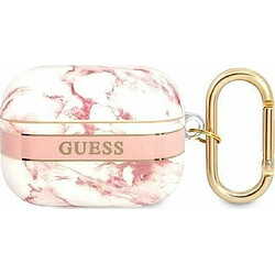 Guess Maroquinerie Guess GUAPHCHMAP Housse de Protection pour AirPods Pro Collection Ruban en marbre Rose