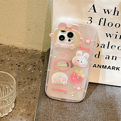 GUPBOO Étui pour iPhone13 Lucky Rabbit Strawberry Cute Phone Case Fille Résistant aux chutes