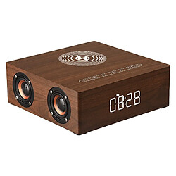 Universal Chargeur en bois sans fil haut-parleur Bluetooth réveil subwoofer lecteur de musique snooze bureau horloge centre son surround haut-parleur extérieur auxiliaire