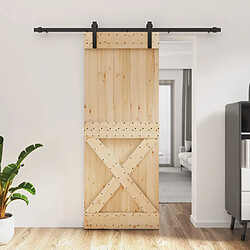 vidaXL Porte coulissante et kit de quincaillerie 80x210 cm pin massif