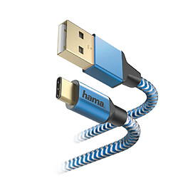 HAMA Câble de charge/données Reflective, USB Type-C - USB-A, 1,5 m, bleu