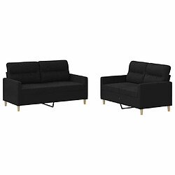 Maison Chic Ensemble de canapés 2 pcs avec coussins, Canapé droit Sofa pour Salon Noir Tissu -GKD619395