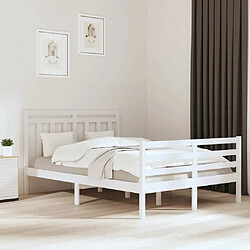 Maison Chic Lit adulte - Lit simple Cadre de lit,Structure du lit Contemporain Blanc Bois massif 140x200 cm -MN15452