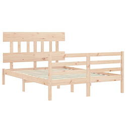 Acheter Vidaxl Cadre de lit avec tête de lit 140x190 cm bois massif