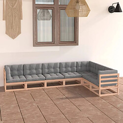 Maison Chic Salon de jardin 7 pcs + coussins - Mobilier/Meubles de jardin - Table et chaises d'extérieur Bois de pin massif -MN91852