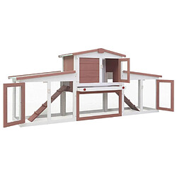 Helloshop26 Clapier cage large d'extérieur 204 x 45 x 85 cm bois marron et blanc 02_0000607